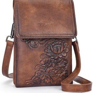 Versatile Vegan Leather Crossbody Purse for Women - Flower Embossed Design